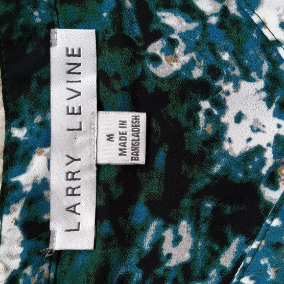 NEW Larry Levine Button Up Button Down High Low Blouse M Multicolored Scatter - Picture 2 of 16